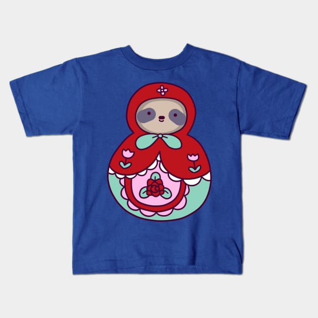 Russian Doll Sloth Kids T-Shirt by saradaboru